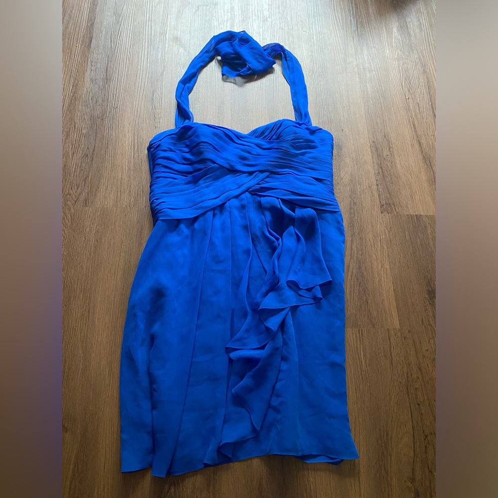 David's Bridal Blue Halter Dress